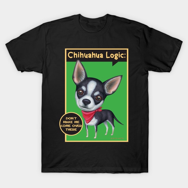 Cute posing Chihuahua Dog on Chihuahua in Red Bandana tee T-Shirt by Danny Gordon Art